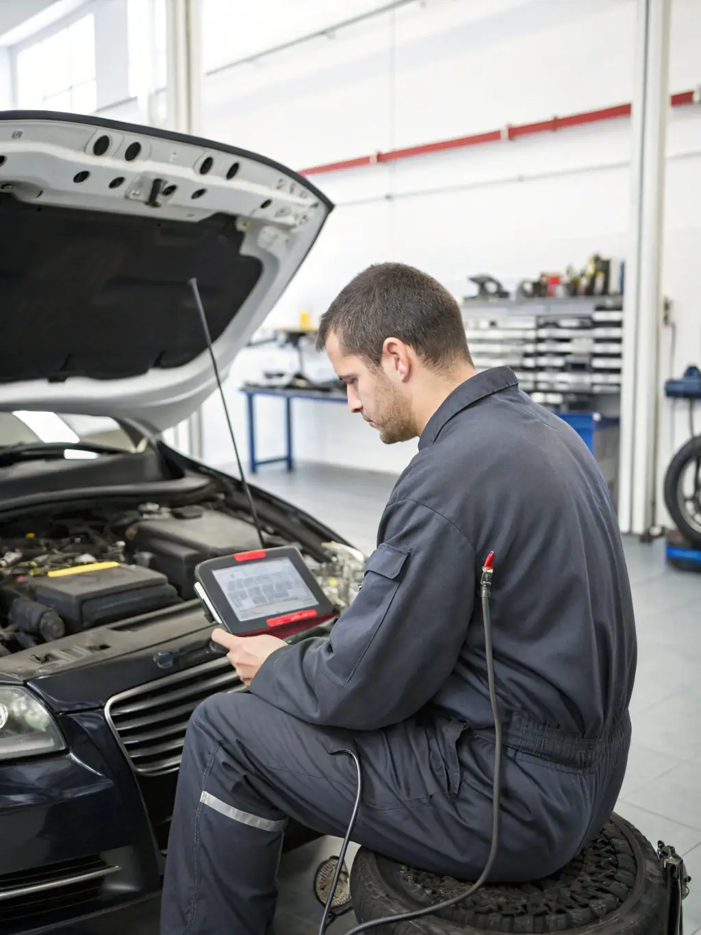 A technician using advanced diagnostic equipment to accurately identify and resolve complex vehicle issues.
